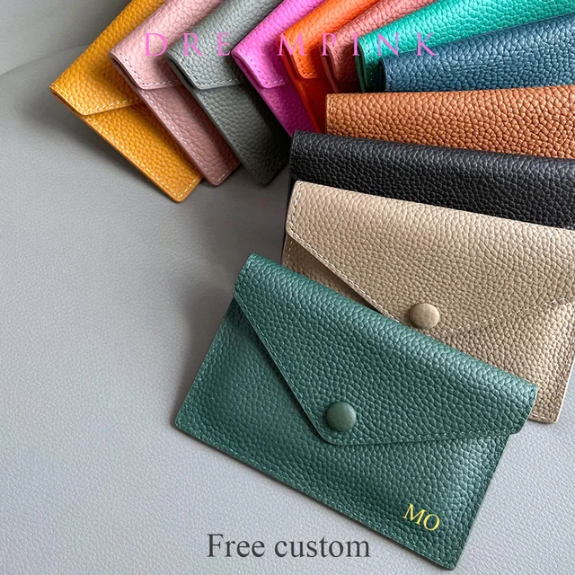 Porte-cartes de luxe en cuir véritable, Mini enveloppe courte pour femmes, portefeuille coréen japonais, sac d'argent, étui pour cartes de crédit, porte-monnaie pour dames 1