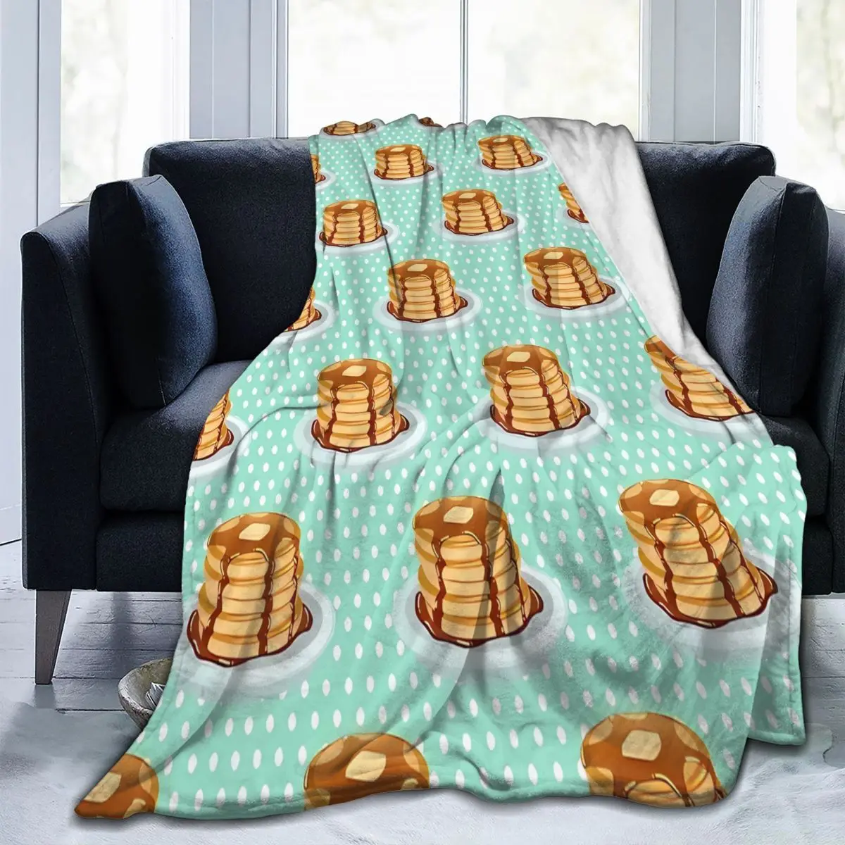 

Pancakes With Maple Syrup Pattern Throw Blanket Cute Portable Nice Gift Multi Style