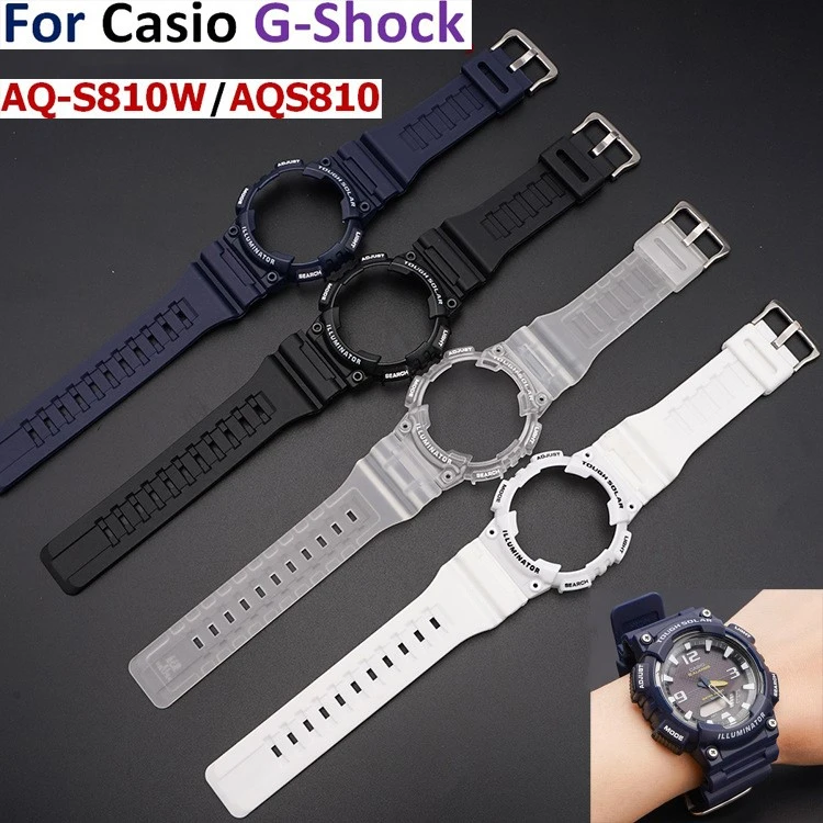 Resin Case Cover for Casio Watch band Bracelet accessories Strap Replacement Watchband for Casio G-Shock AQ-S810W/AQ-S800W Wrist