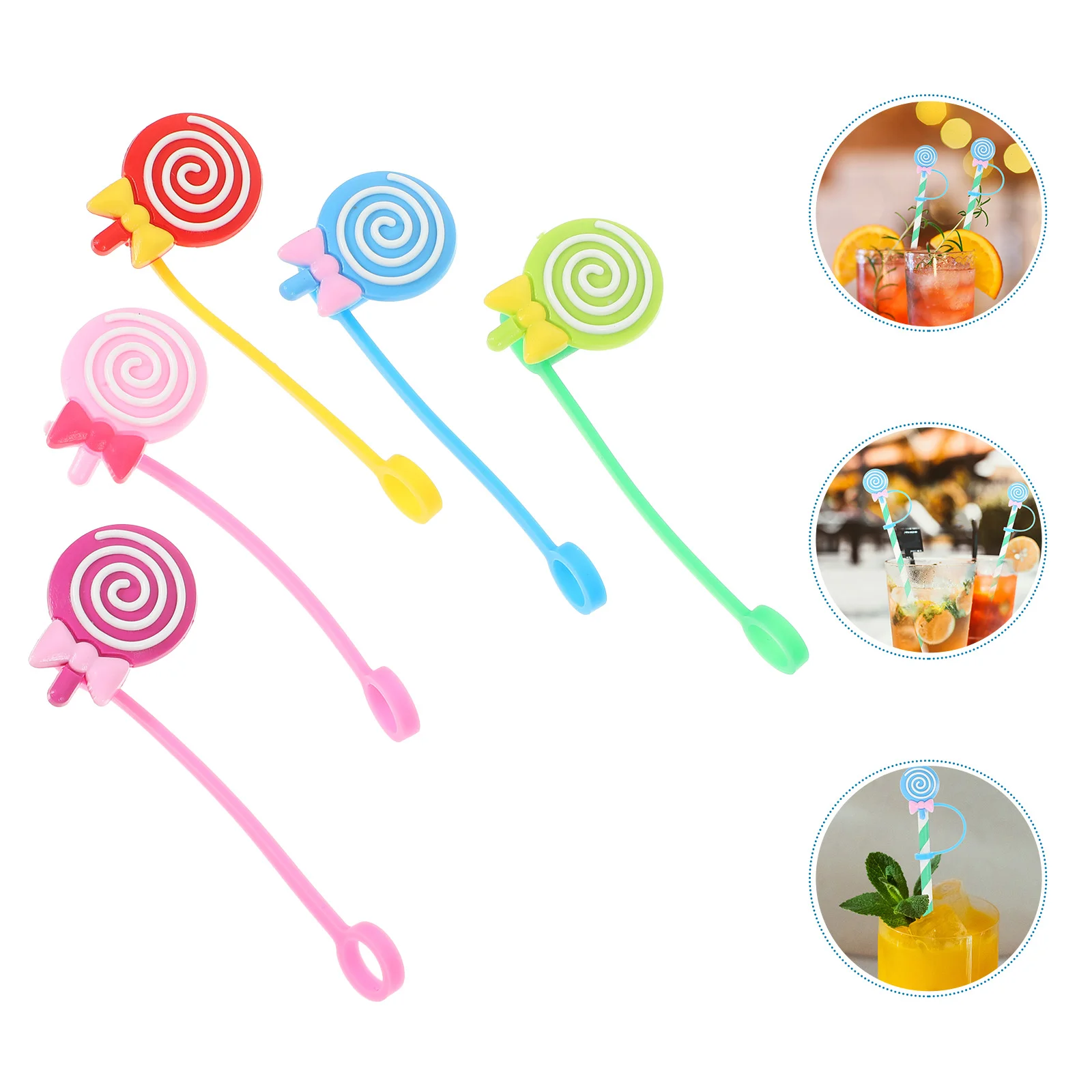 

5 Pcs Drinking Straw Covers Reusable Caps Protector Office+supplies Tips End Silica Gel Silicone Stopper