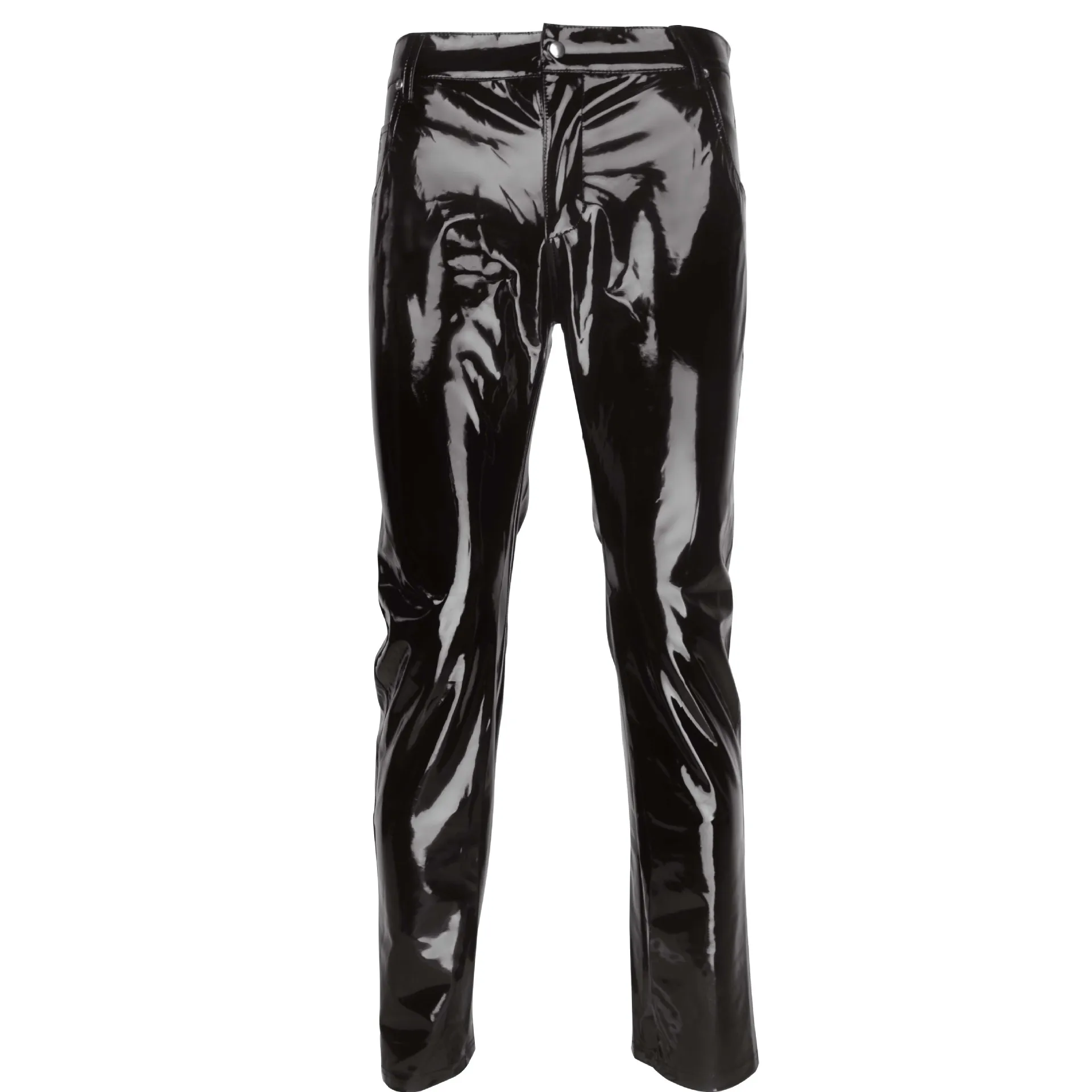 Description Picture 6 of itemNEW Mens Faux Leather PVC Pants Clubwear Black Slim Fit Nightclub Dance Party Trousers Motorcycle Ridding Pants For Male
