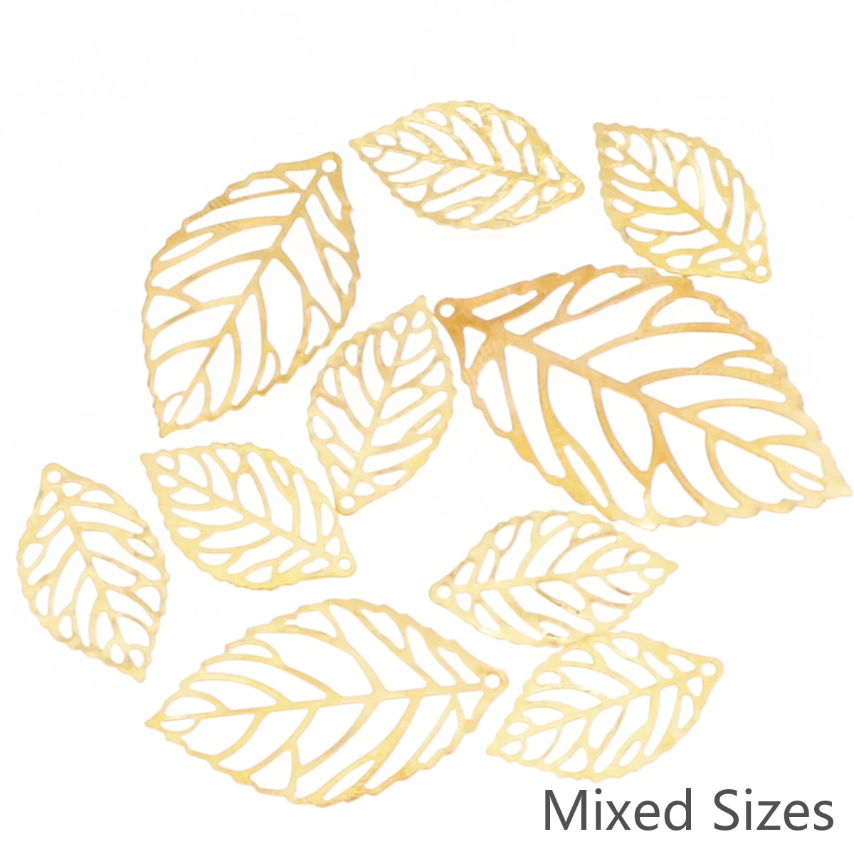 Elegant Metal Filigree Leaf Pendants for Jewelry Crafting - 100 Pieces