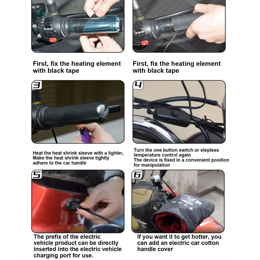 Universal Motorcycle Heated Hand Grips Snowmobile ATV Handlebar Heater Warmer Grips Motorcycle Electric Heating Handlebar Kit