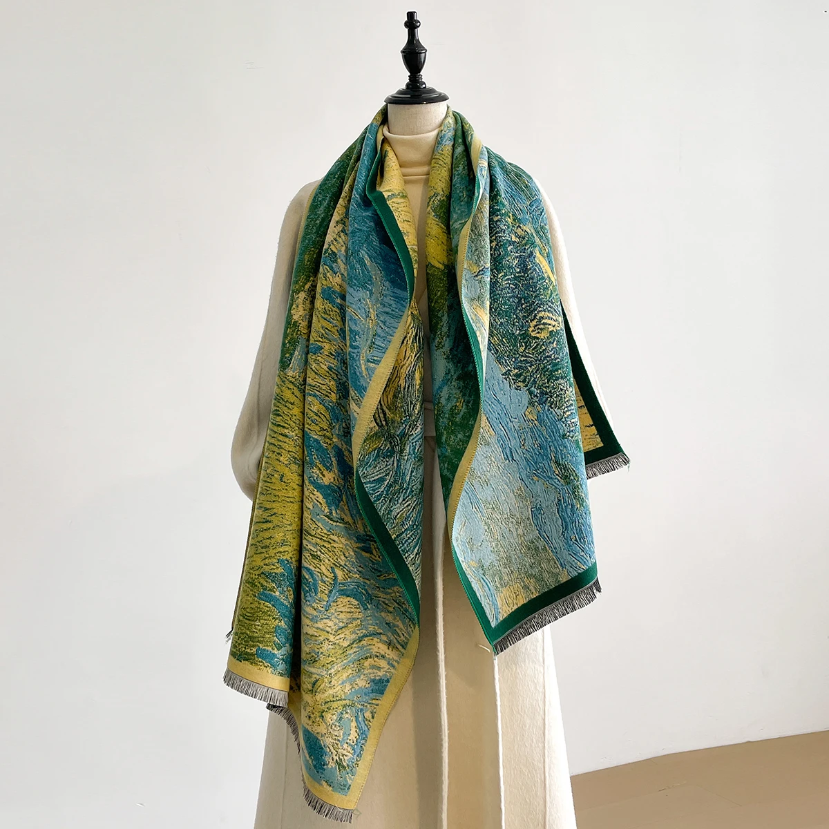 Warm Cashmere Scarf Women Floral Oil painting Shawl New Wraps Luxury Thick Blanket Winter Bufanda Pashmina Female Travel Stoles