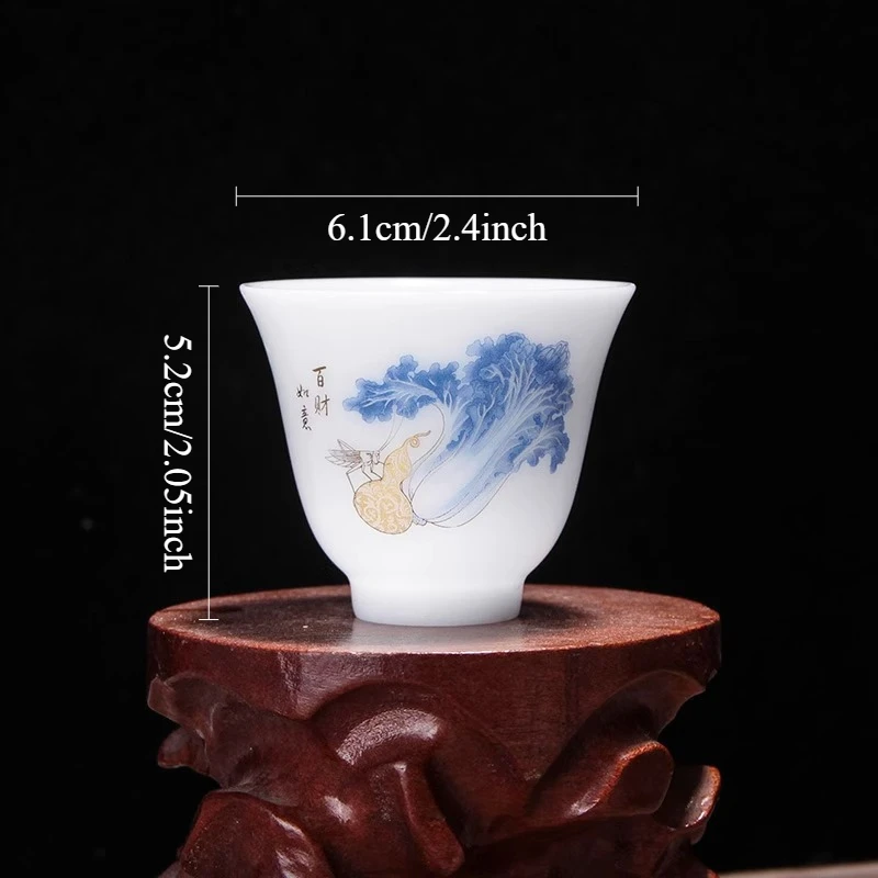 75ml Yangzhi Jade Ceramic Tea Cup Household Chinese Style Tea Cup Underglaze Colored Kung Fu Tea Set Drinking Utensils