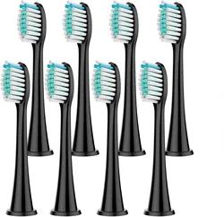 Premium Replacement Brush Heads - Set of 8 for Electric Toothbrushes (8Pcs Black)