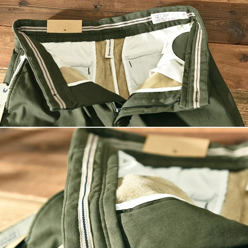 Casual Pants Men Winter Cotton Solid Loose Safari Style With Pocket Sizes 28-38