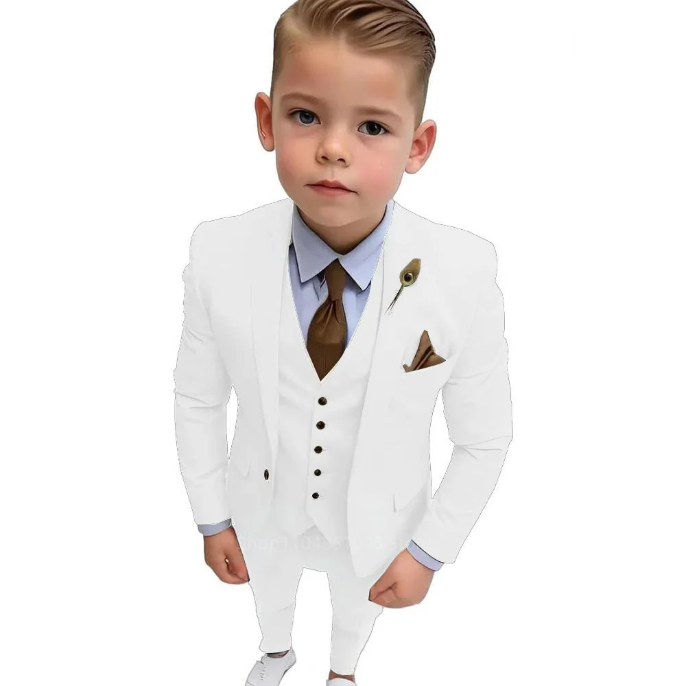 Handsome Blue Boys Suit 3 piece Suit Big kids Party Prom Suits 2-18 Years Old Wedding Tuxedo Notch Lapel Blazer Set for Boys