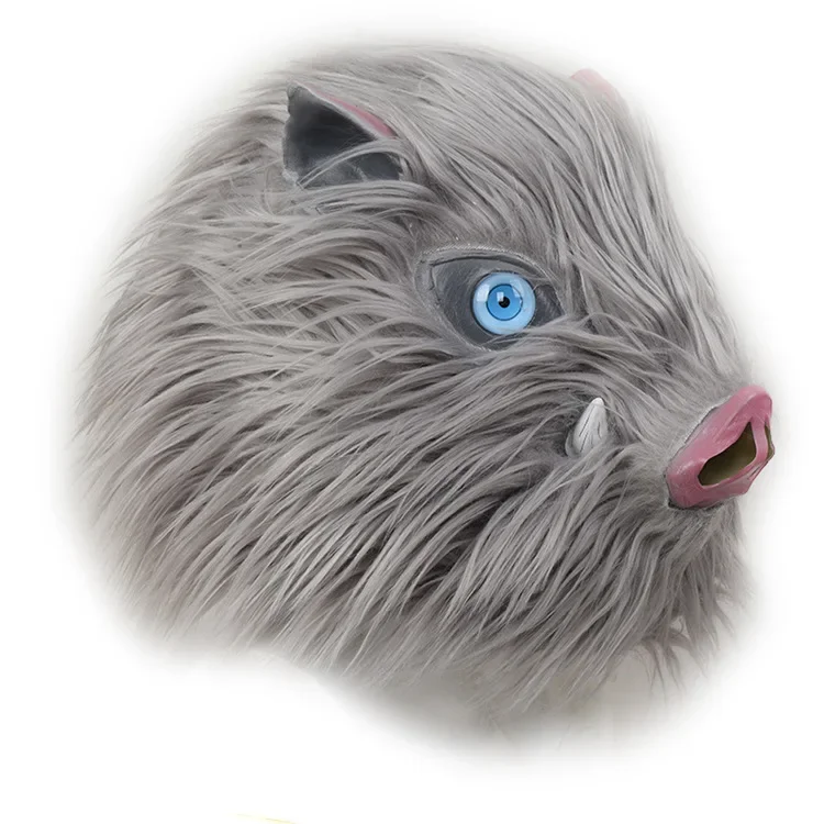 Cosplay Inosuke Hashibira Mask Helmet Demon Slayer Kimetsu No Yaiba Hood Hair Pig Mask Headwear Halloween Carnival Costume Prop masquerade mask,full face mask,half face mask,game cosplay props