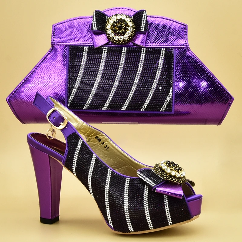New Arrival African Shoes And Bags Matching Set Decorated With