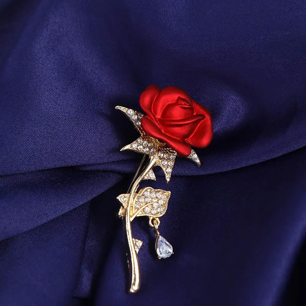 

Ornament Floral Suit Shirt Decoration Exquisite Crystal Badge Rose Pearl Brooch Korean Lapel Pin Suit Coat Collar Pin