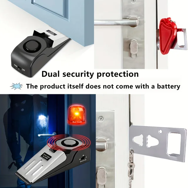 2 Pcs，Upgraded Portable Door Lock and Door Stop Alarm, Double Protection Security Door Kit for Traveling Hotel Home Apartment 3