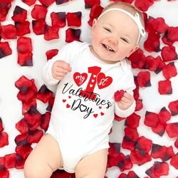 My 1st Valentine Baby Romper Valentine's Party Newborn Outfit Jumpsuit Boys Girls Long Sleeve Bodysuit Infant Holiday Clothing
