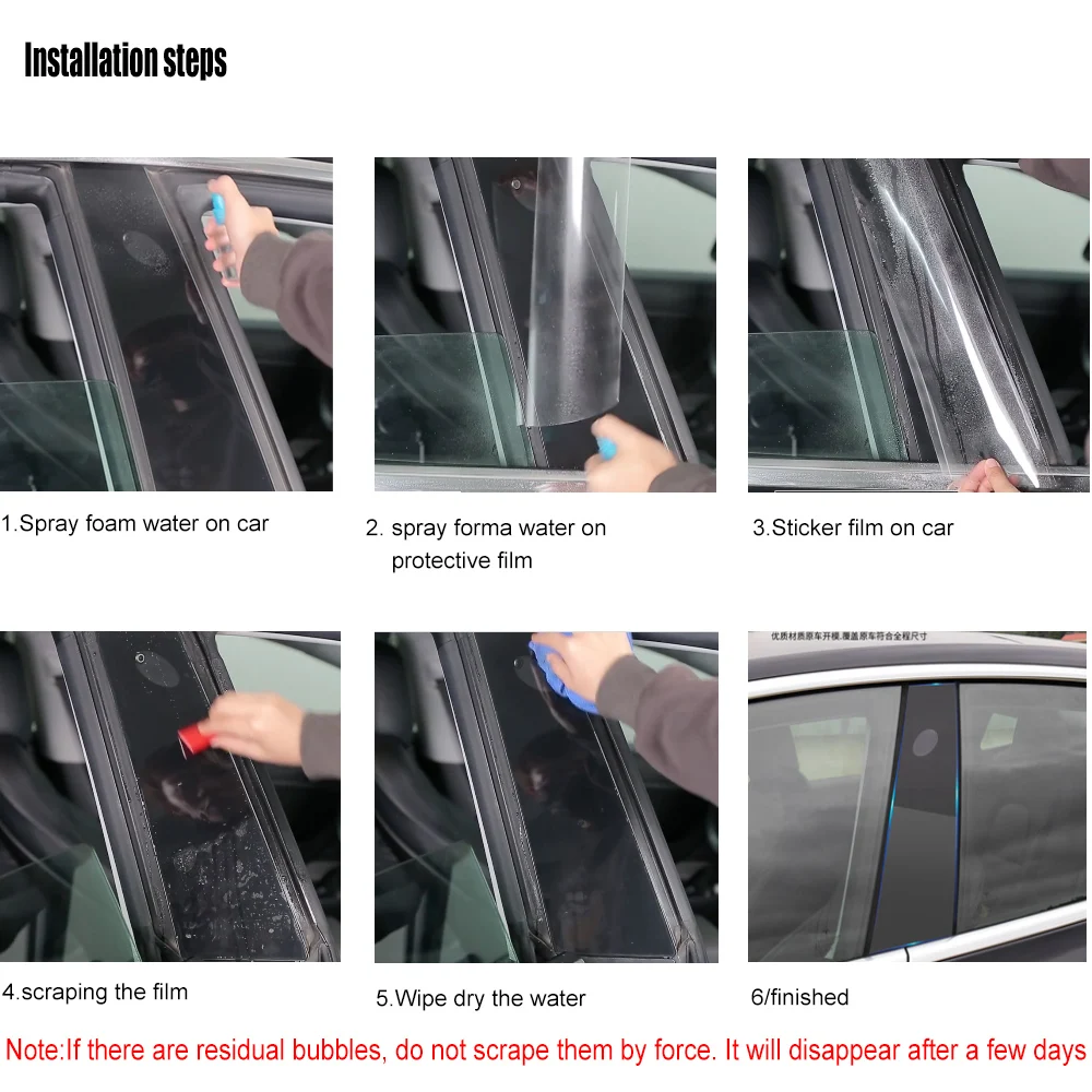 4pcs For Tesla Model 3 Automobile Protective Film B-pillar Model Y Scratch Proof Car TPU A-pillar Film Retrofitting Accessories