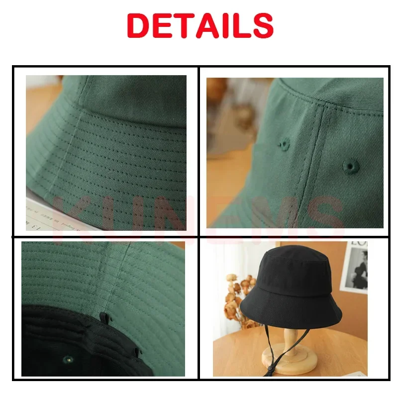 KUNEMS Custom Bucket Hat Logo Print Cotton Big Head Fisherman Hat for Men and Women Brand Design Embroidery DIY Summer Unisex 6