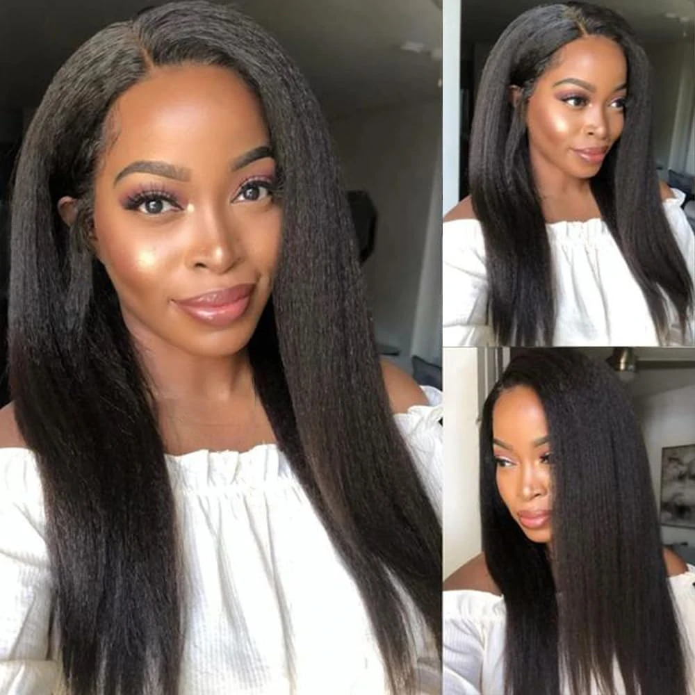 Kinky Straight Glueless Wig Human Hair Ready To Wear 13x4 13x6 HD Lace Front Human Hair Wigs Yaki Frontal 4x4 Lace Closure Wigs