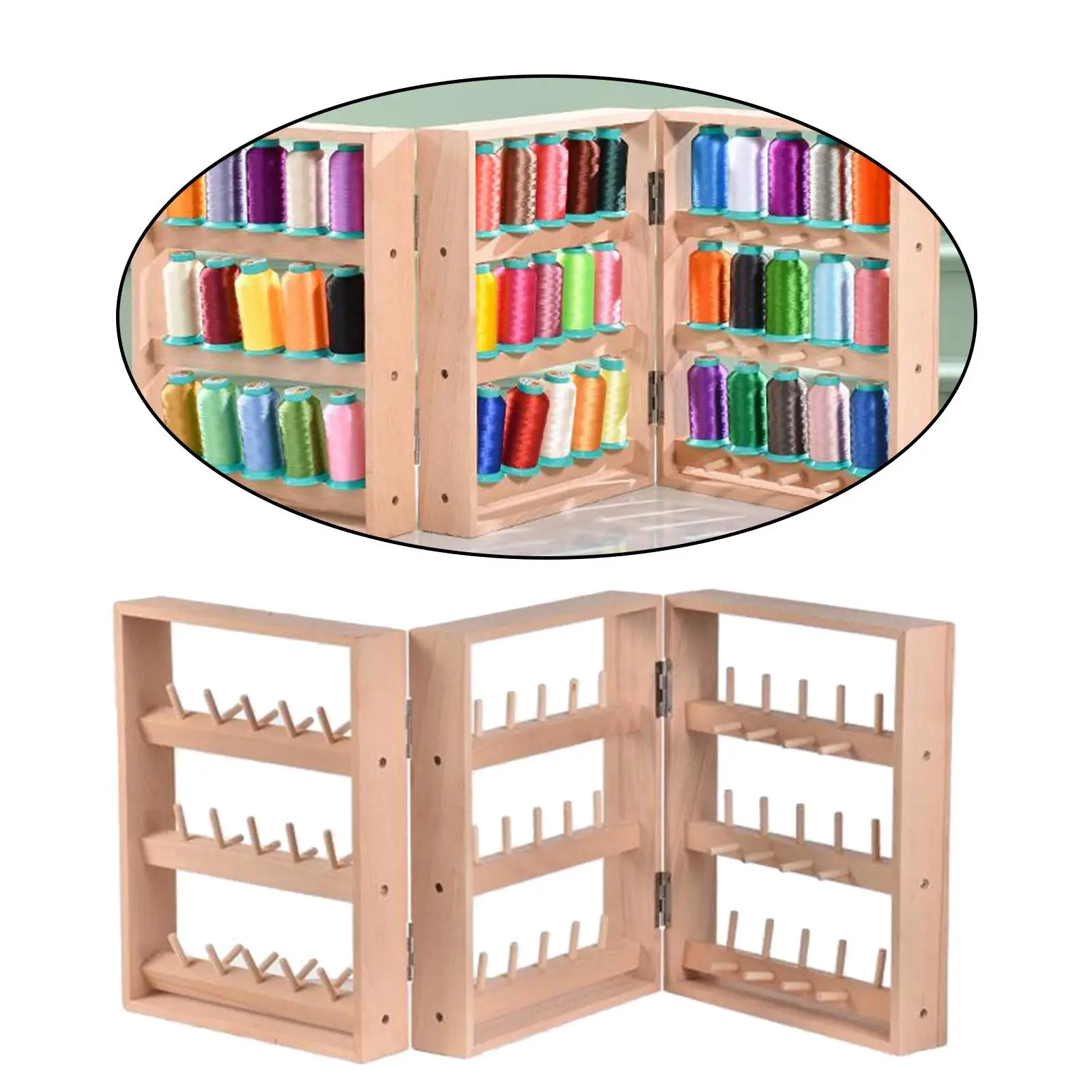 Wooden Braiding Thread Kit Holder Organizer Wooden Sewing Thread Rack