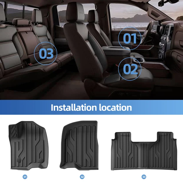 308595-b725d4.jpg سجادات أرضية لسيارة Chevy Silverado/GMC Sierra 1500 2019-2025 Crew Cab، 2020-2025 SLV/SRA 2500 3500 HD
