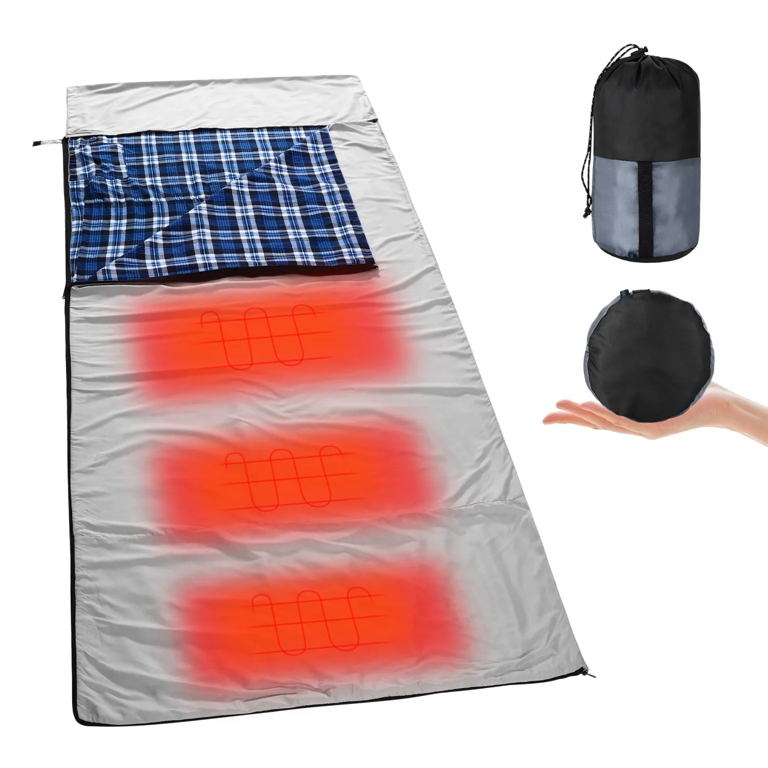 Heated sleeping bag liner Outdoor winter camping Adjustable temperature