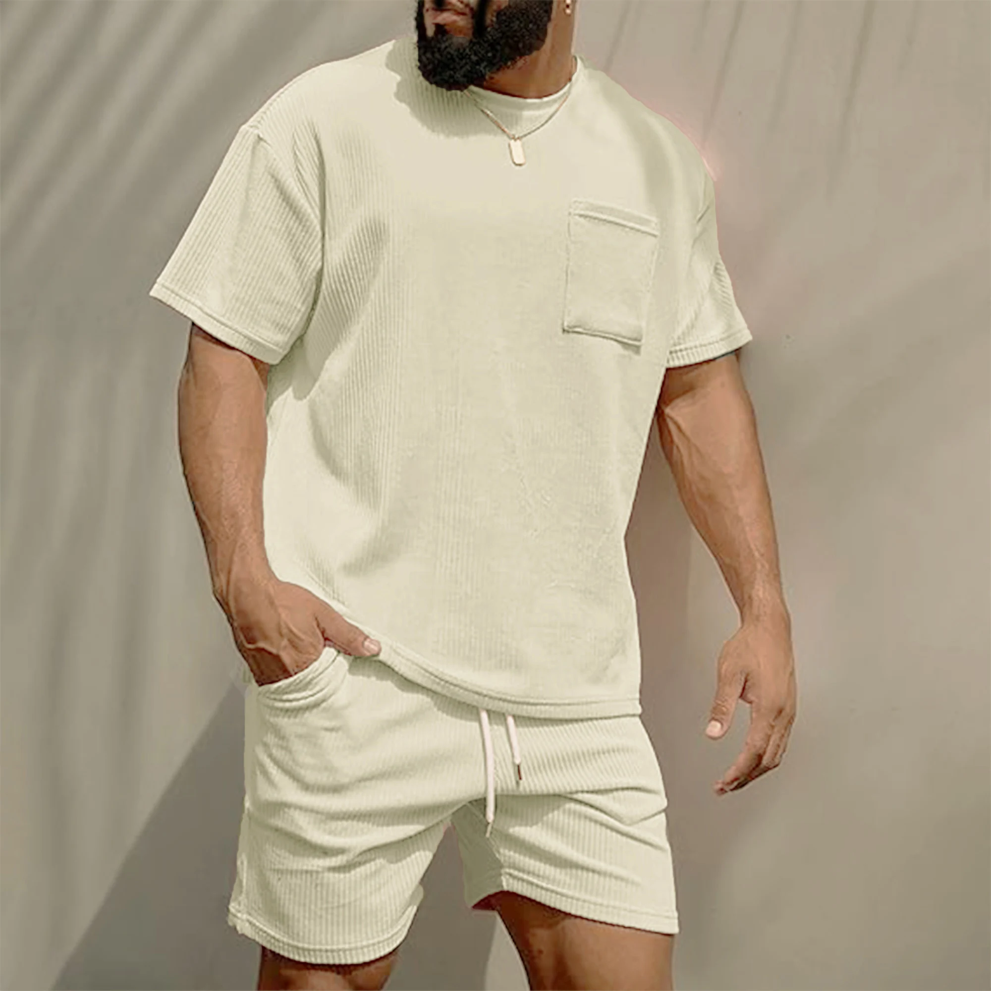 طقم تي شرت رجالي صيفي