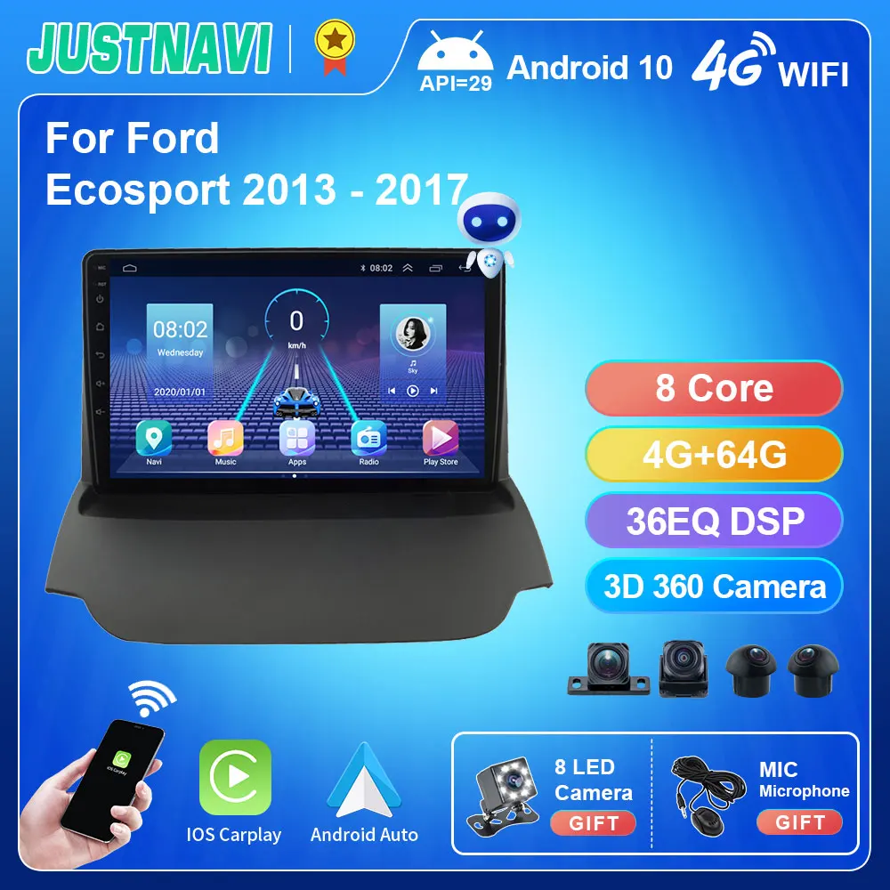 Автомобильный DVD-плеер JUSTNAVI 4 Гб 64 DSP умное радио мультимедийный плеер для Ford Ecosport