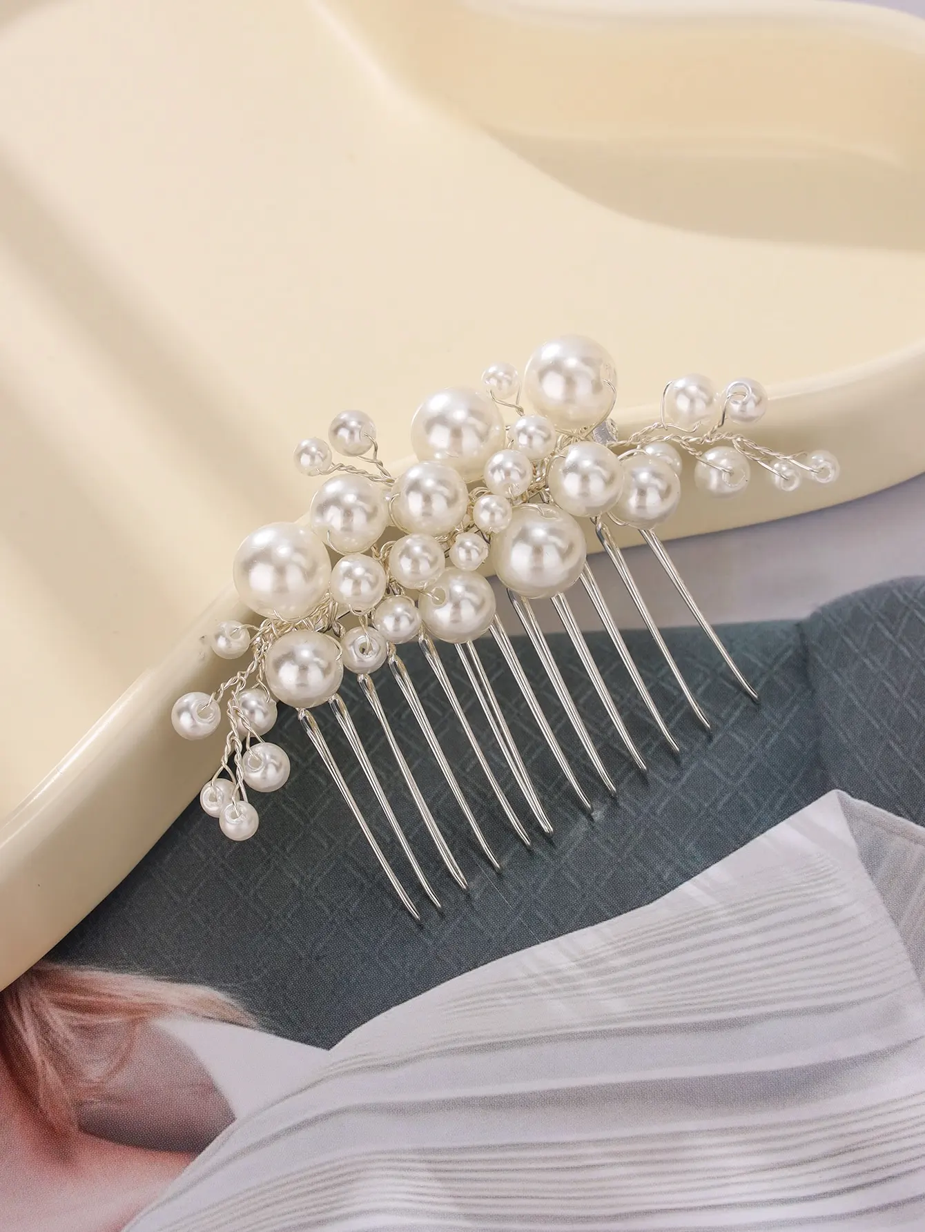 Elegant pearl wedding hair comb bridal side comb piece wedding hair ornament for women and girls