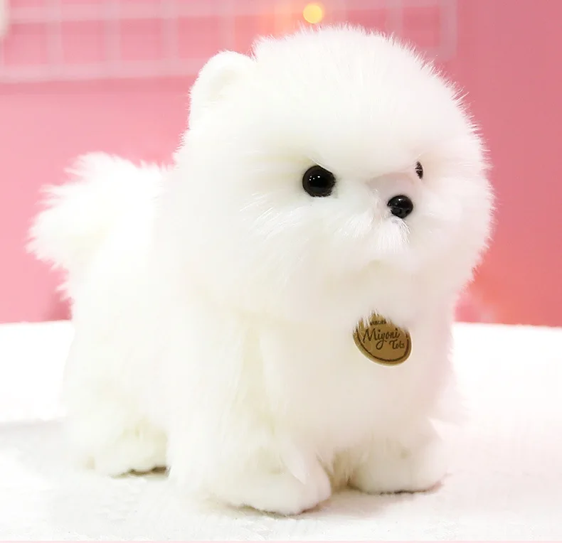 

cute white plush Pomeranian dog toy high quality soft dog doll kids' birthday gift about 23cm w2550