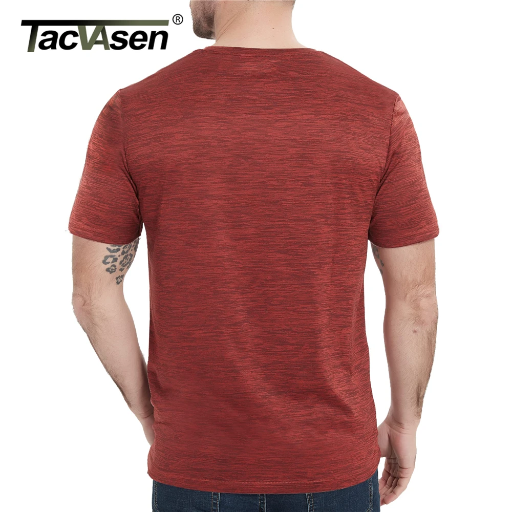 TACVASEN Summer Quick Dry T-shirts Mens Running Tee Shirts Short Sleeve Athlete Elastic Workout Sportswear Outdoor Casual Tops