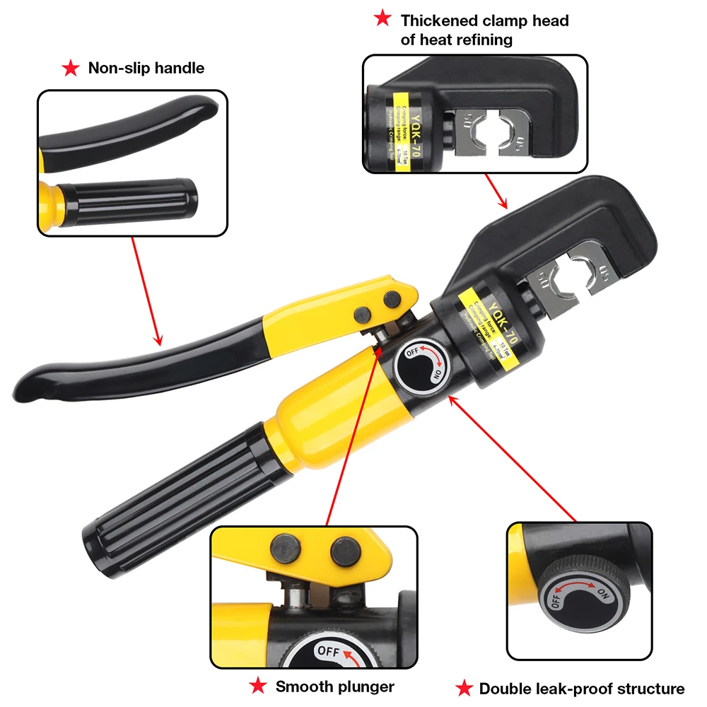 Hydraulic Crimping Pliers 4-70mm&sup2; YQK-70 Pressure 8T Home DIY Cable Terminal Crimping