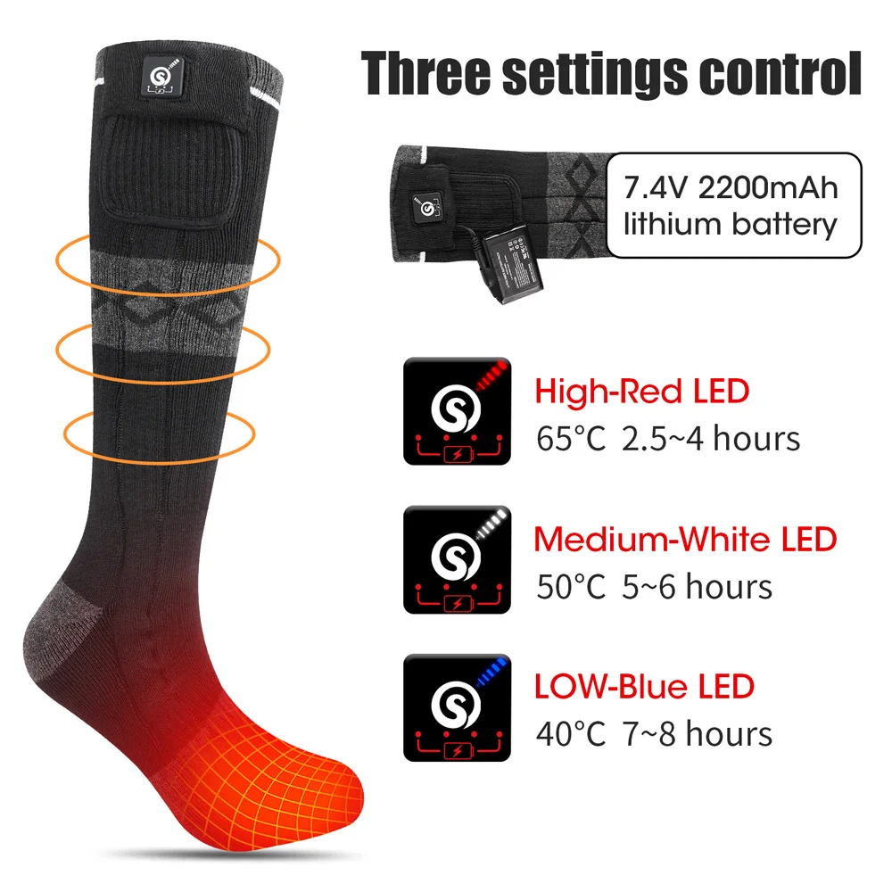 

Heat Socks Heated Outdoor Ski Warm Foot Warmer Thermal Socks Men's Heated Battery Socks