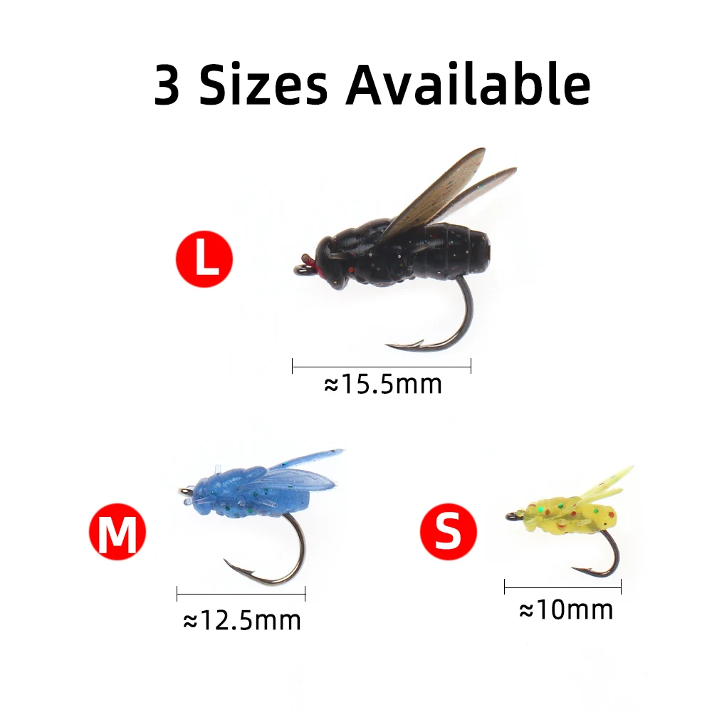 Wifreo 20pcs/box Realistic Silicone Housefly Soft Insect Bait Trout Bass Fishing Artificial Lure Set