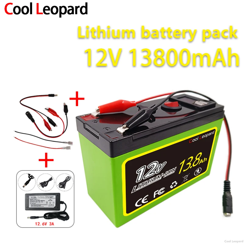 

12V Battery 13800mAh 18650 Lithium Battery Pack Rechargeable Battery For Solar Energy Electric Vehicle Battery+12.6v3A Charger