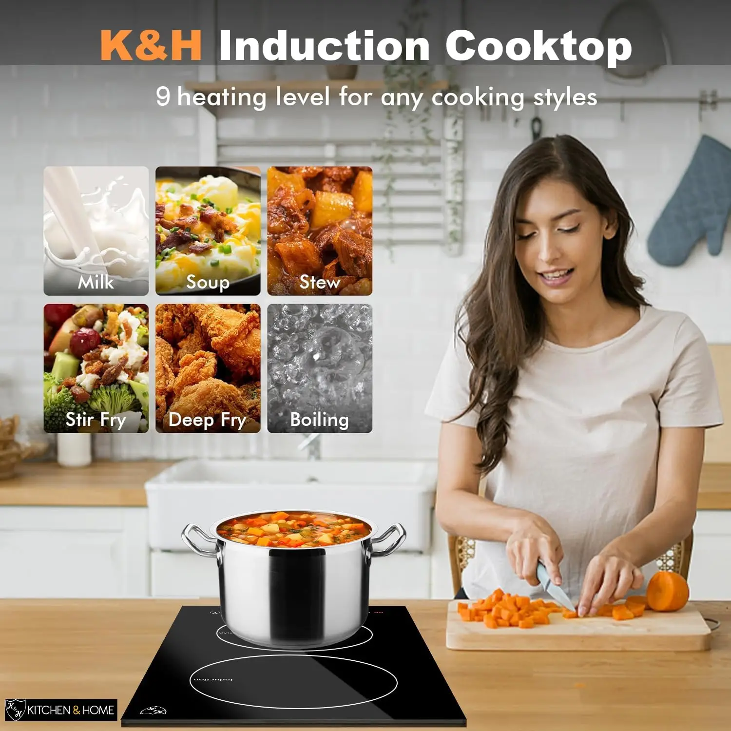 Electric Cooktop Induction Cooker 2 Burner Induction Cooker LED Display Screen
