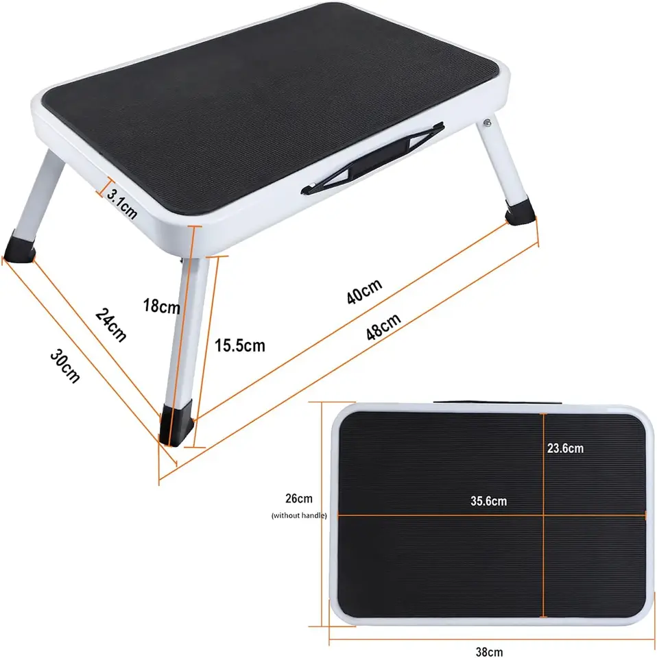 Sgabello Pieghevole LIEKUMM - Piattaforma Lavoro, Portata 150kg, Antiscivolo, Per Garage E Casa, Nero - Foto 1