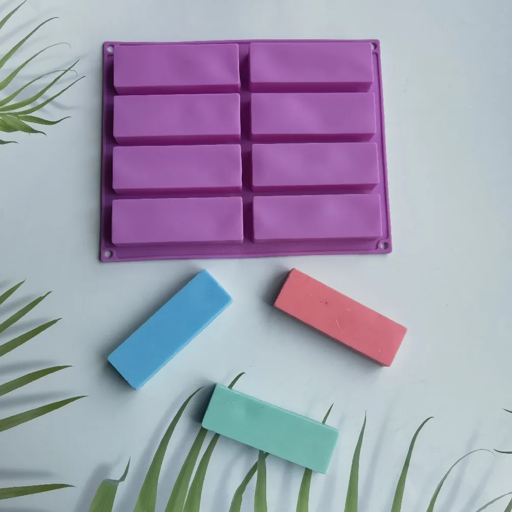 

8 Cavity Cake Mold Rectangular Silicone Soap Mold Square Supplies Craft Chocolate Ice Cube DIY Decoration Baking Mould