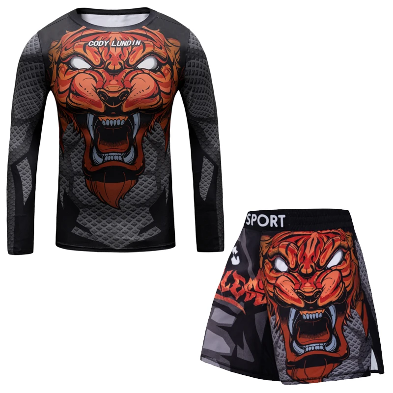Children MMA Rashguard For Kids Jiu Jitsu T-shirt+Pant Sportsuit Boy MMA Shorts Clothing Bjj Kickboxing Jerseys Running Sets 6