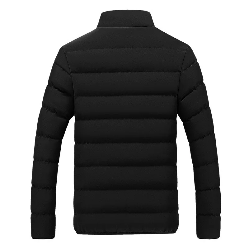 Mens Black Warm Cotton Padded Jacket - Casual Autumn Winter Coat