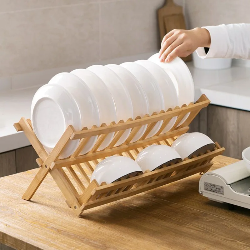 Tier Dish Home Basics Collapsible Dish Drainer Bamboo Dish