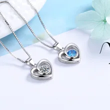 

S925 Silver Romantic Heart-Shaped Clavicle Chain Simple Zircon Pendant Ladies Necklace New Silver Jewelry Net red Accessories