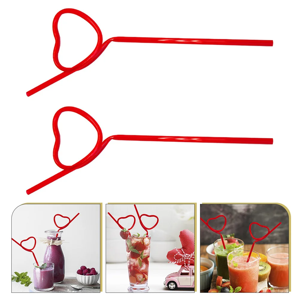 

4 Pcs Straw Love Heart Straws Party Plastic Wedding Supplies Commemorate Drinking Shaped Valentine Pvc Bride