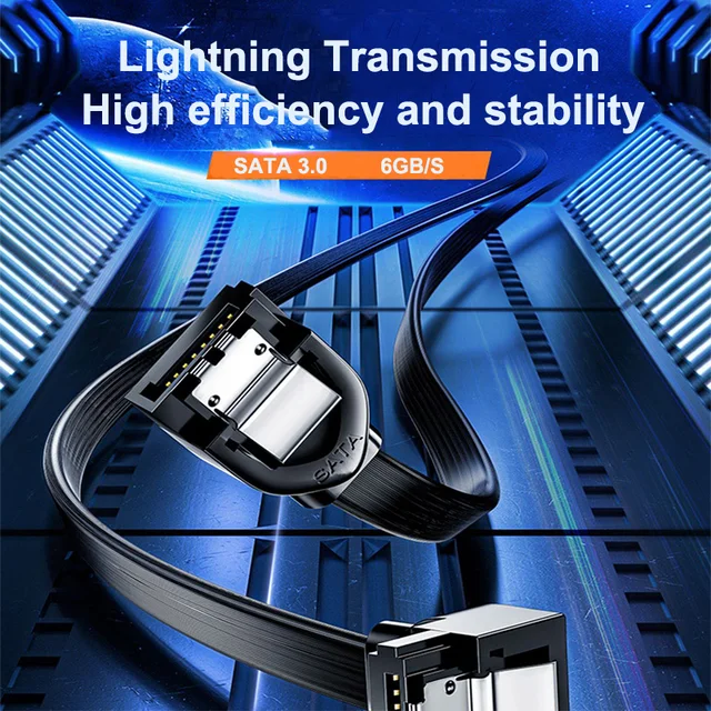 6x SATA Cables For ASRock | 6 Gb/s, 45cm, Black, Angled & Unangled Connectors