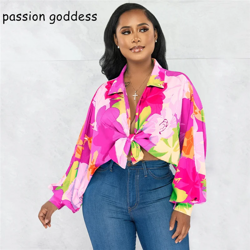 

Women 2023 Summer Long Batwing Sleeve Floral Print Casual Blouses Shirts Trun Down Collar Bowknot Sexy Blouse Tops Blusas Mujer