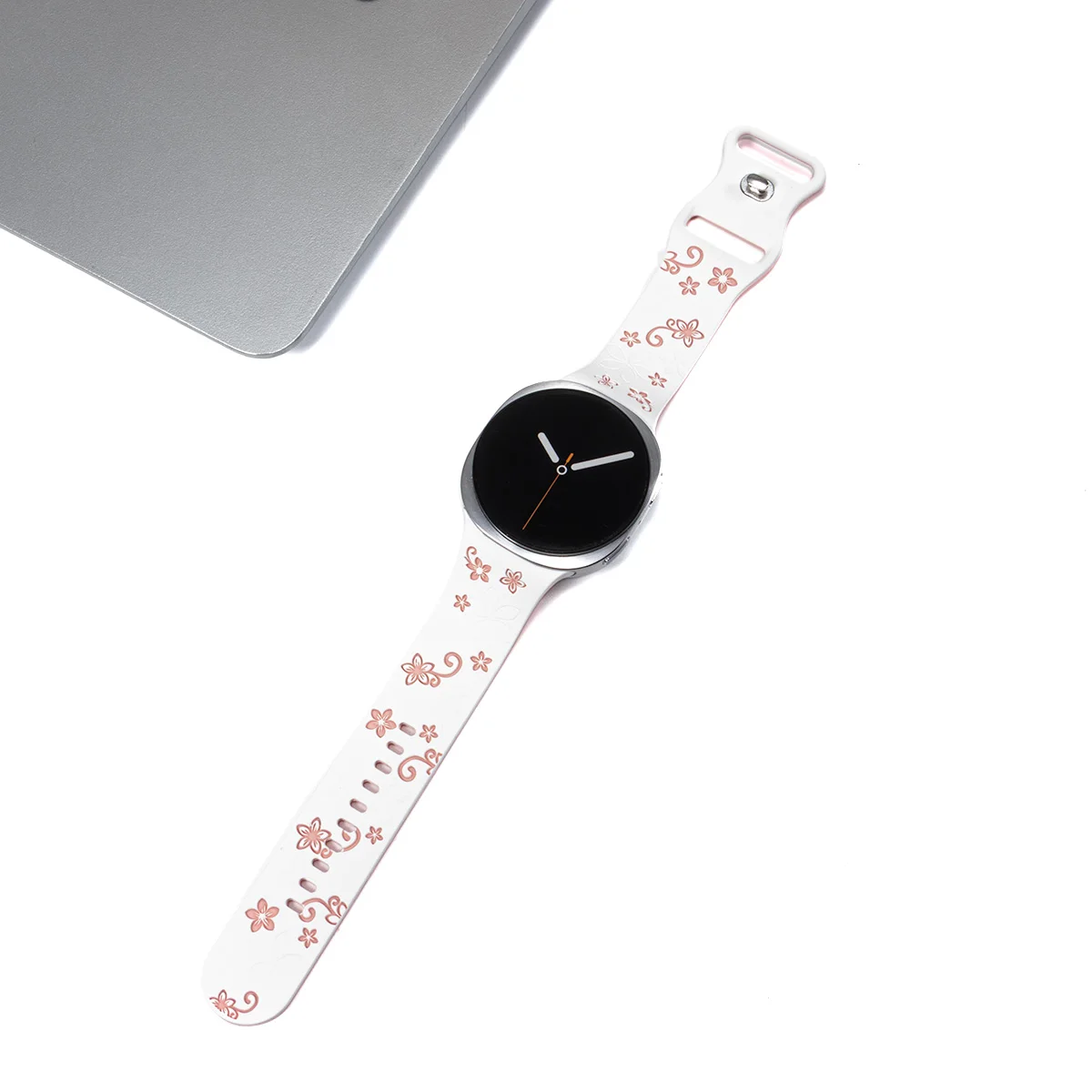 Two-Tone Engraved Flower Sport Silicone Band - No Gap Bracelet