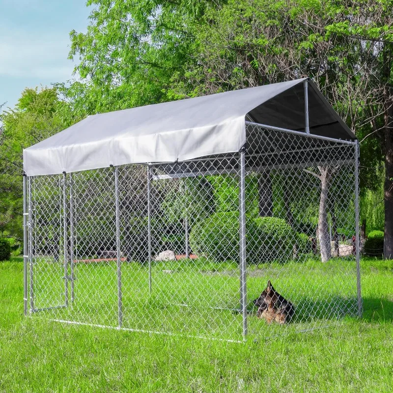 

HITTITE Large Outdoor Dog Kennel, Anti-Rust Outdoor Dog Fence with Waterproof UV-Resistant Cover and Secure Lock