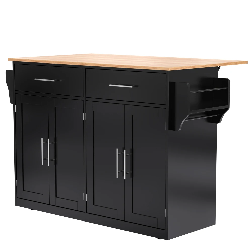 Servierwagen mit klappbarer Tischplatte, 120 x 46 (70) x 91 cm, mit Rollen und austauschbaren Holzbeinen, ideal für die Küche – Detail 17