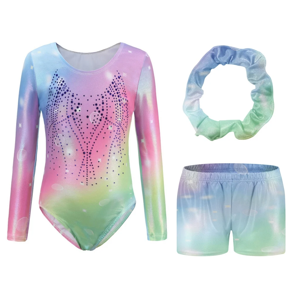Children Girls Diamante Long Sleeve Sleeveless Ballet Leotard 5-12 Years
