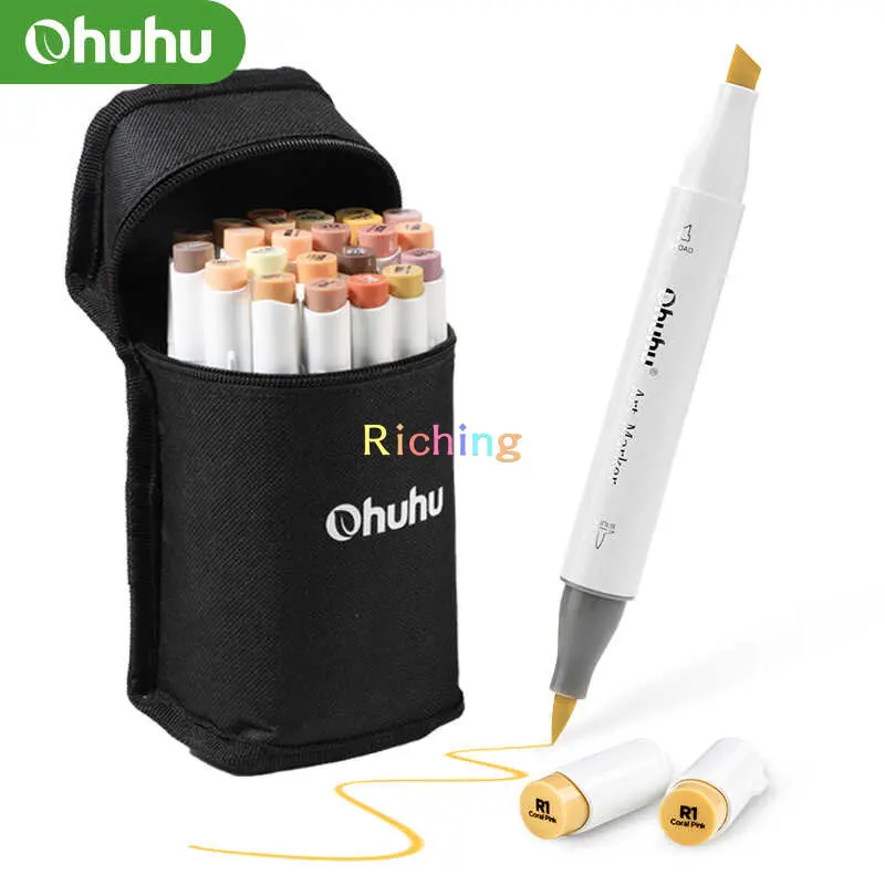Ohuhu 320 Colors Dual Tips Illustration Permanent Marker Pens with Blender  Japan