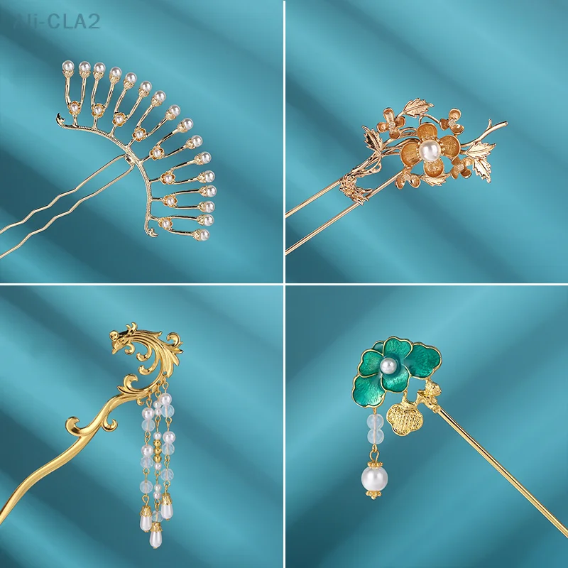 

Vintage Chinese Style Hanfu Hair Stick Women Metal Glaze Hair Fork Hairpin