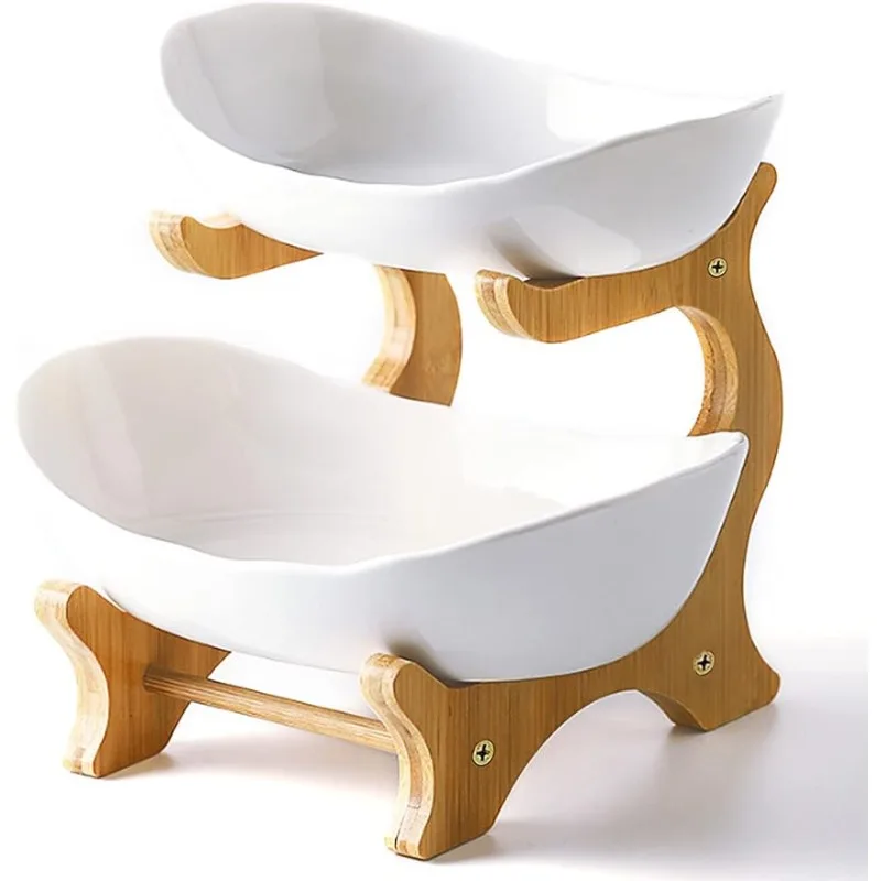 

Kitchen Counter,Porcelain Fruit Basket for Vegetable Storage,Snack Dessert Cake Tray Plate Rack for Party Wedding - White