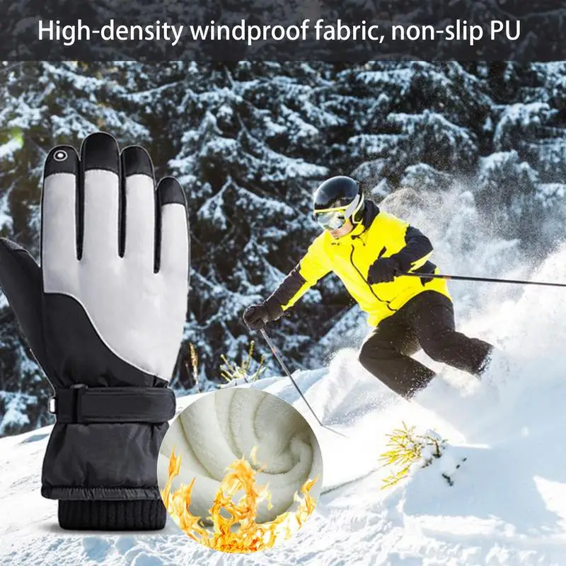 Snowboard Gloves Mittens Thermal Ski Snow Gloves Women's Waterproof Winter With Wrist Guard Ski Cold Weather
